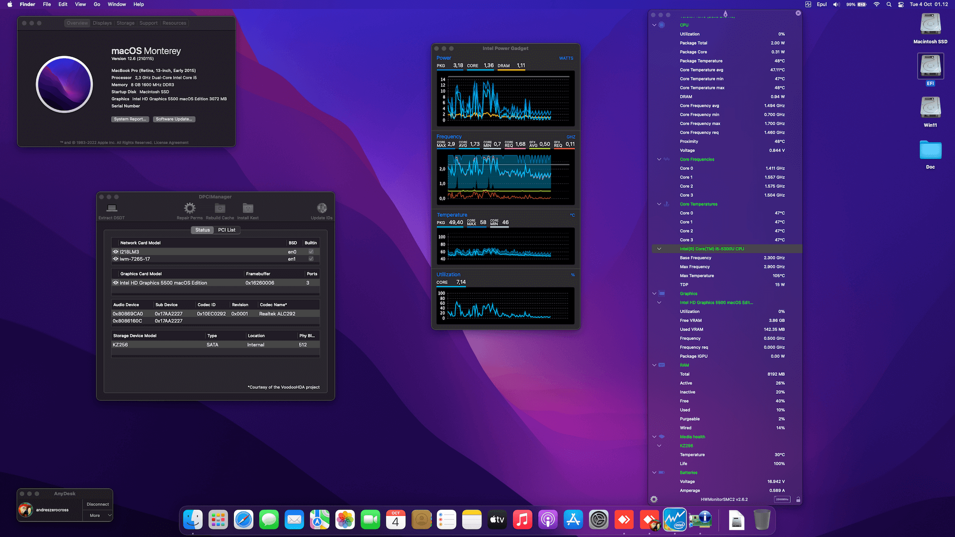 Success Hackintosh macOS Monterey 12.6 Build 21G115 in Lenovo Thinkpad X1 Carbon 3rd Generation Touchscreen
